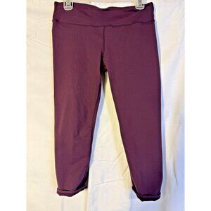Cropped Capri Workout Leggings Pants Burgundy Womens Medium M Sporty Chic